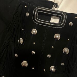 Maje suede silver studded fringe bag
